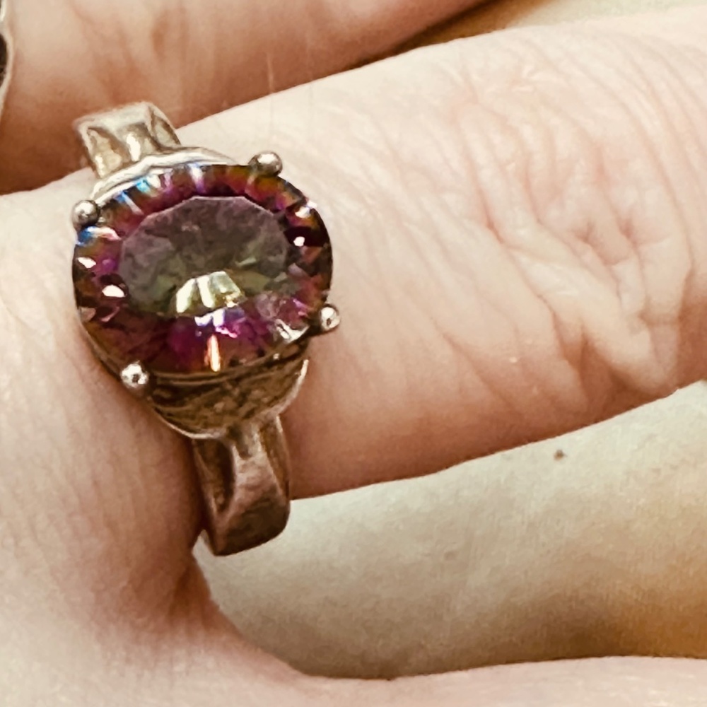 925 Sterling Silver Mystic Topaz Oval Whale Tail Ring Genuine Topaz Enhanced - Picture 9 of 17